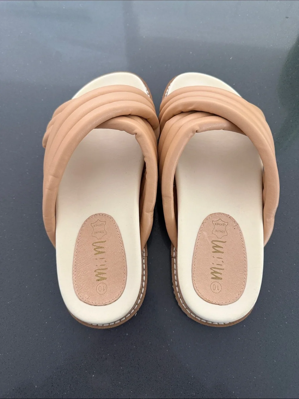 Women’s Tan Padded Crossover Slide Sandals